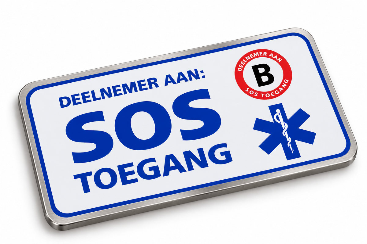 SOS Toegang Sticker met RVS plaat